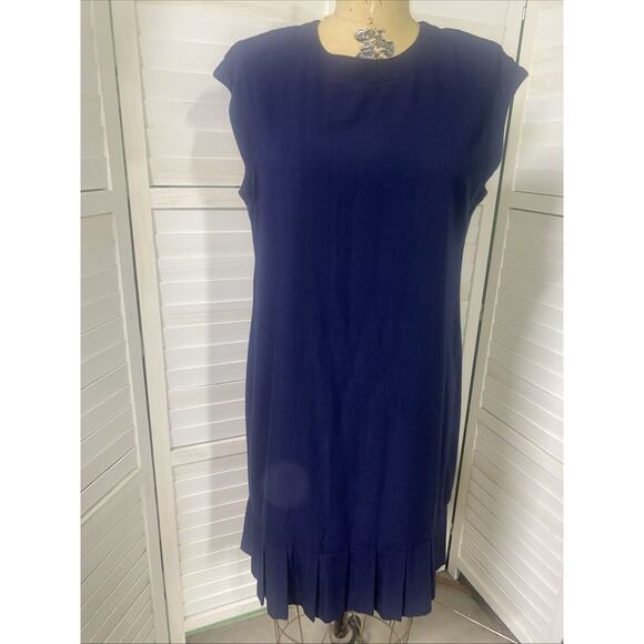 Vintage 80s Women’s Blue Two Piece Sheath Dress Blazer Set Size 14 Union Made - Picture 5 of 10